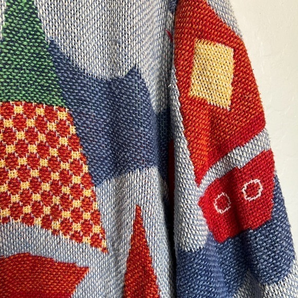 Painted Pony Tapestry Sail Boat Nautical Button Jacket M/L Blue Coastal Cottage - Picture 3 of 6